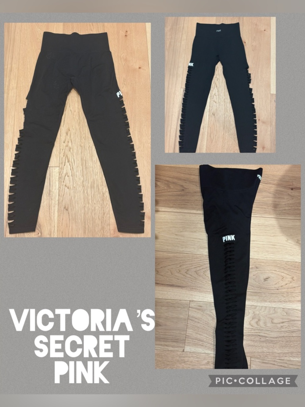 PINK Victoria's Secret Black Cozy Comfy Leggings with Side Cutouts size M